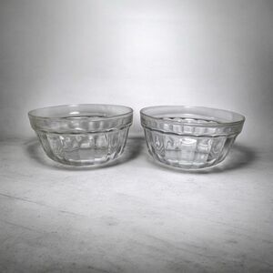Vintage Kim Glass Indonesia Ribbed Clear Bowls 6” Diameter Set Of 2
